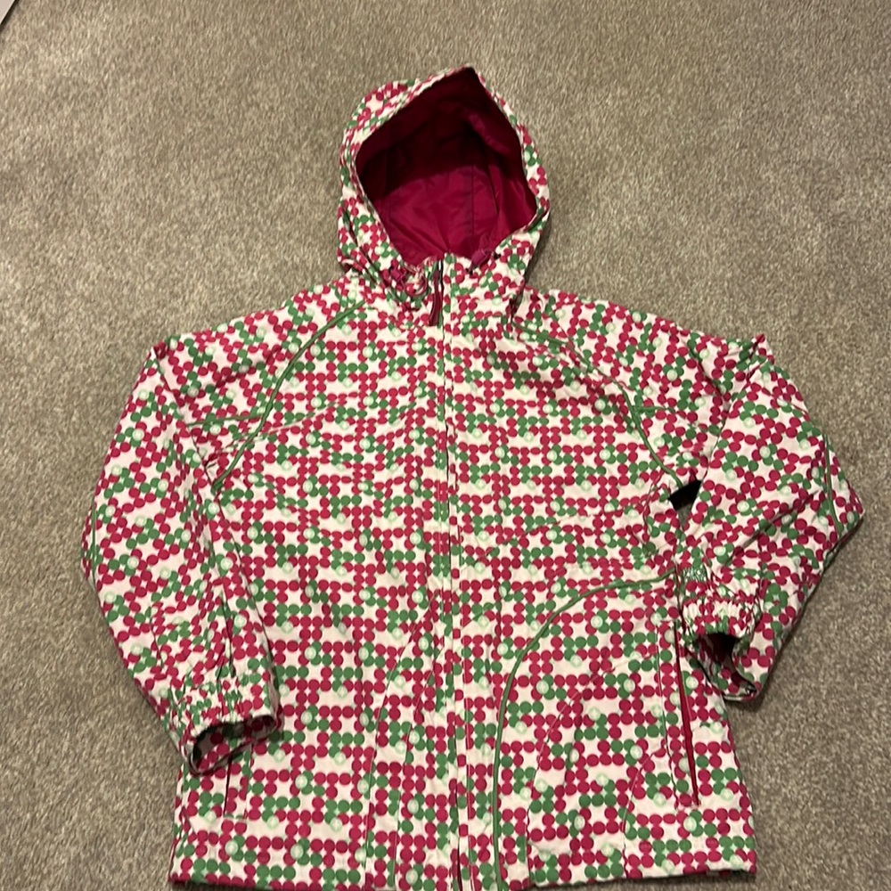 Burton Snowboarding Ski Pink & Green Dots Jackets Girl's Size L. SHELL ONLY